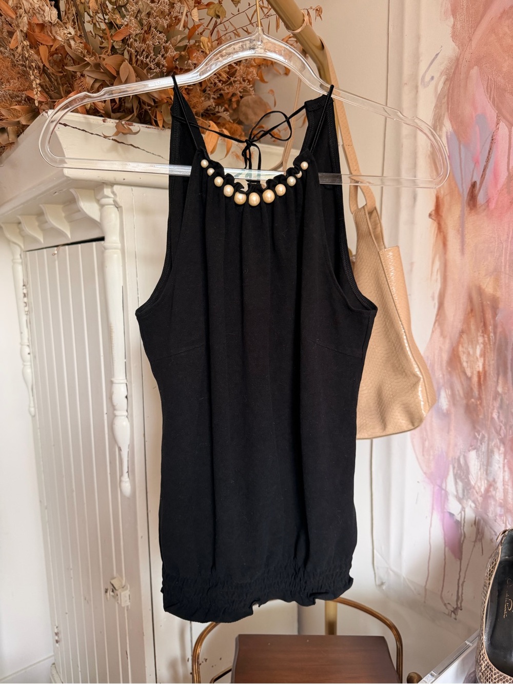 Burberry Pearl-Trim Halter Tank Top -  Women